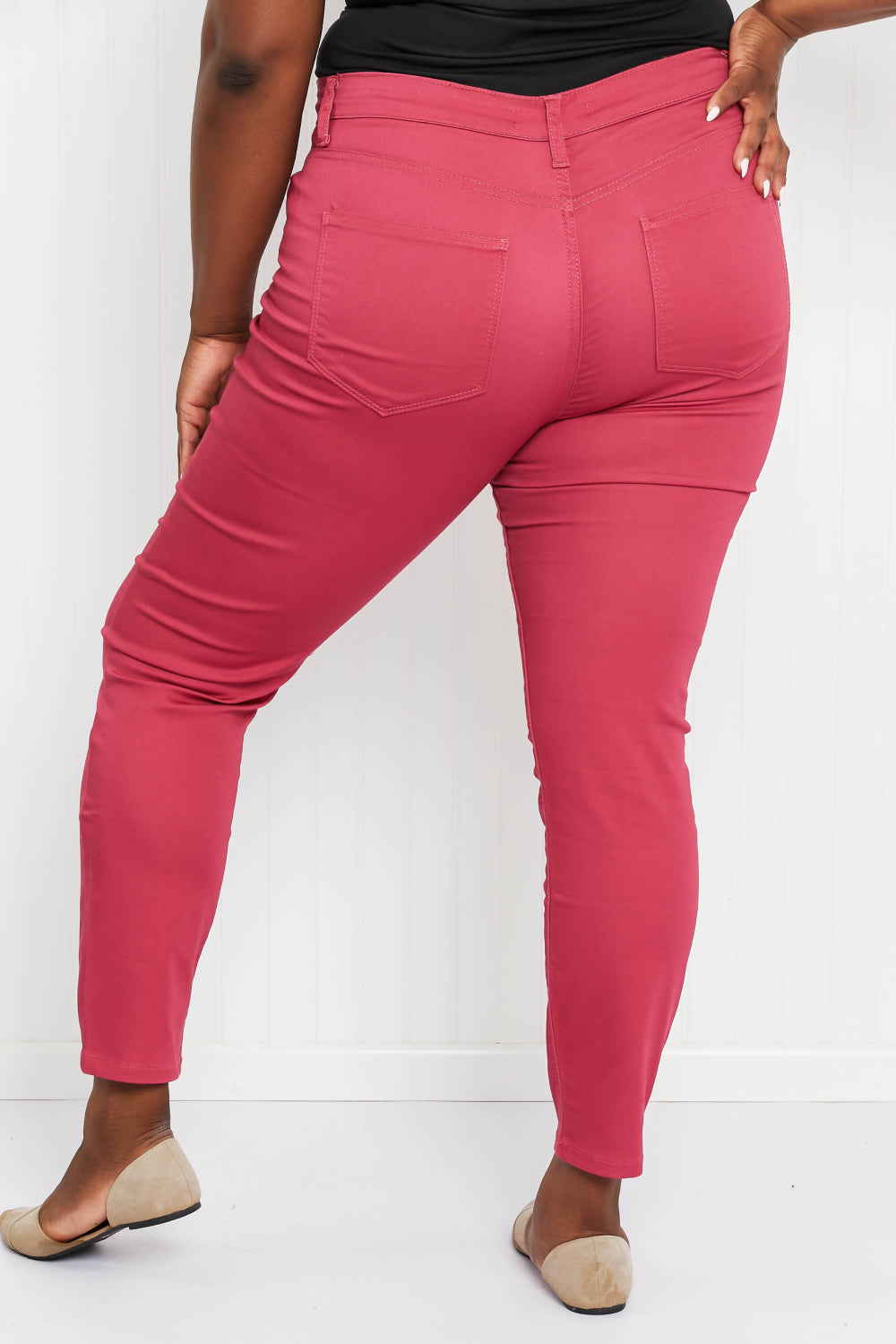 Zenana Walk the Line Full Size High Rise Skinny Jeans in Rose