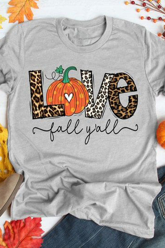 Gray Love Fall Y'all Fall Graphic Tee