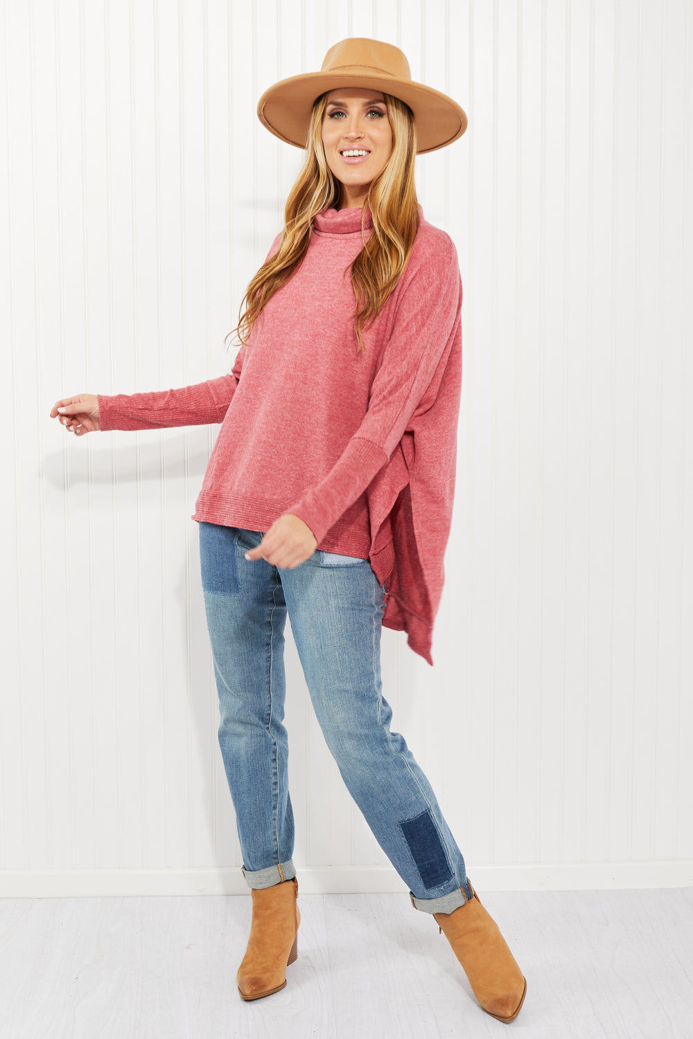 Zenana Love and Cuddles Full Size Cowl Neck Poncho Sweater ...