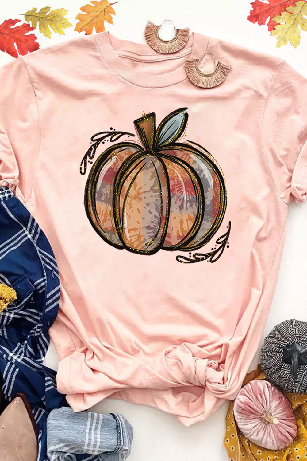 Pink Pumpkin Fall Graphic Tee