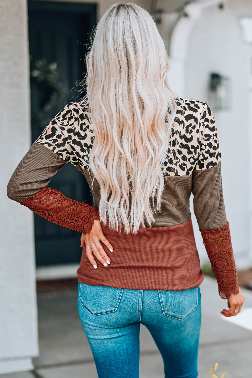 Leopard and Orange Color Block Top